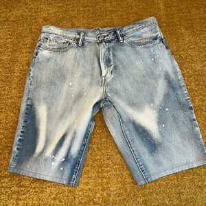 Levi's Mens 541 Shorts Upcycled Reworked Size 36 Paint Splatter Bleached Bermuda